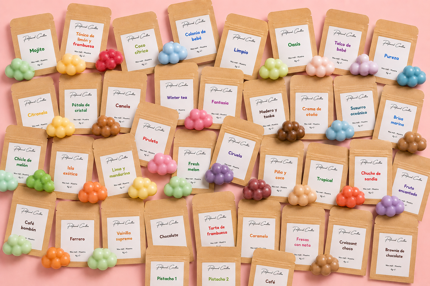 Pack Completo Muestras Wax Melts 39 aromas - Profound Candles