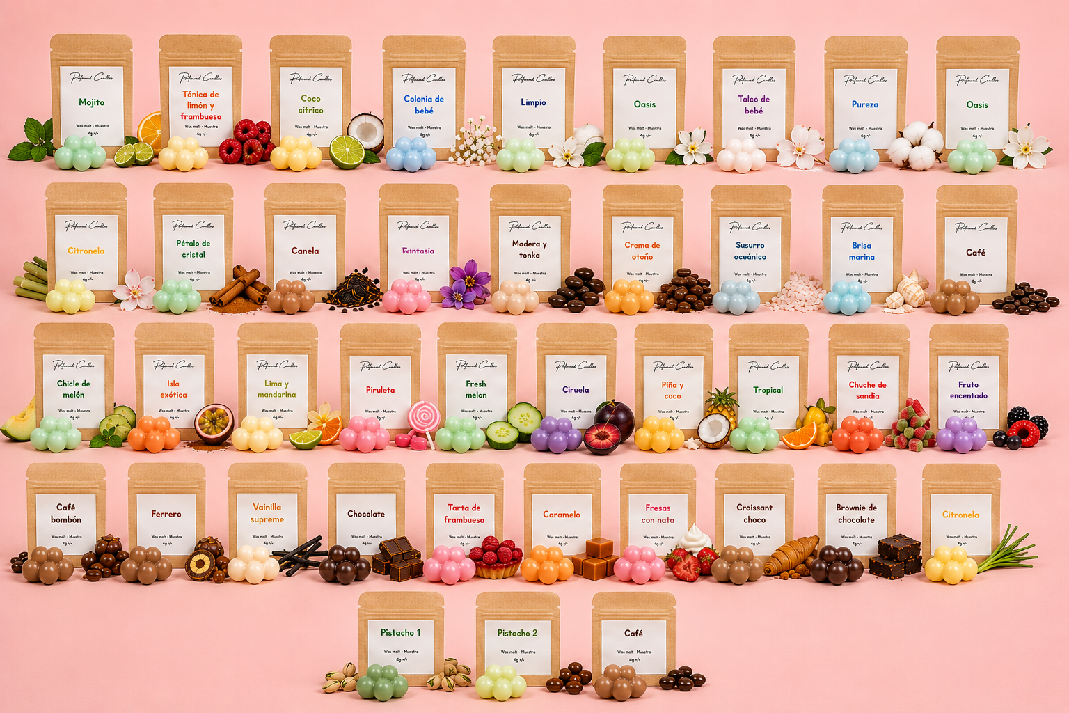 Pack Completo Muestras Wax Melts 39 aromas - Profound Candles